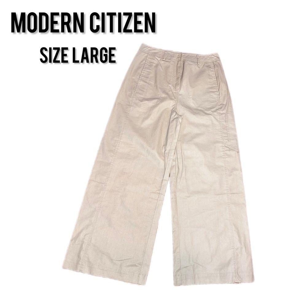 MODERN CITIZEN • Tatum Wide Leg Linen-Blend Coated Cargo Pant • Size Large